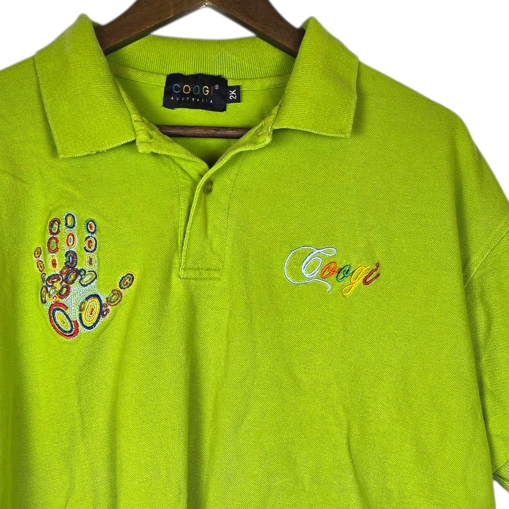 Vintage Coogi Polo Shirt Green Mens 2x XXL Eclectic Grandpa Embroidered